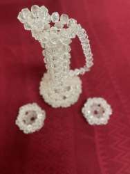 Handmade beadworks representing Arabic coffee dallah and cups