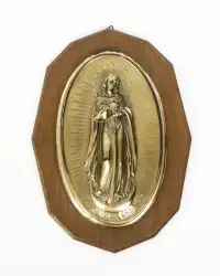 Vintage-Icon-Virgin-Mary-Immaculate-Conception-made-of-brass-and-wood-Germany