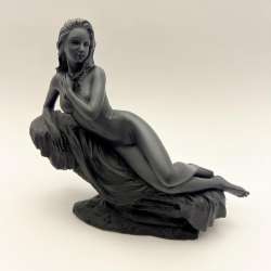 Naked Girl Lady Statue Figure Black Polystone Home Decor Collectible Italy 14 cm