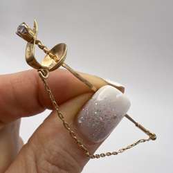 Vintage USSR Rose Gold 583 14K Women's Jewelry Pin Brooch Sword Stone 2.0 gr
