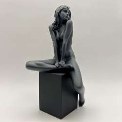 Naked Girl Statue Figure Black Polystone Home Decor Italy 19 cm
