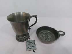 Rare Pewter and Cup Wine Taster, Snake Handled Wine Taster