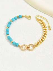 Infinity bracelet made of natural blue turquoise stones