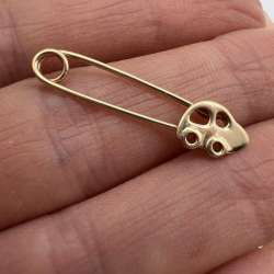 Vintage Rose Gold 585 14K Women's Jewelry Safety Pin Brooch Needle Car 0.7 gr