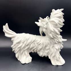 1960 Unterweissbach Vintage Porcelain Figure Statue Dog Scotch Terrier Signed