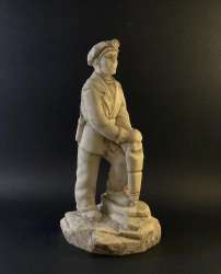Massive Vintage Figure Statue Miner Hand Carved Collectible Marble Stone 4.5 kg