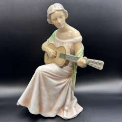 Bing &Grondhal Vintage Porcelain Figure Statue Guitar Player Germany Marked 1684