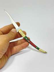 Vintage wooden Pocket knee knife Brass handmade folding Stainless handle bronze