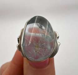 Huge Author's Vintage Silver Men's Women's Jewelry Ring Stone Aquamarine Size 7