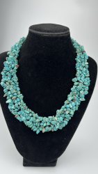 Beautiful Vintage Turquoise Agate Jewelry Beads Necklace Handmade 124gr Use