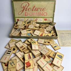 1980 Vintage USSR Kids First Domino in Pictures In English Wooden in Org Box