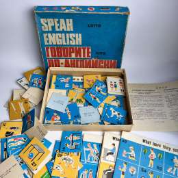 1980 Vintage USSR Kids First Lotto Speak English Cardboard in Org Box Full Set