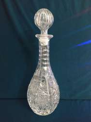 Clear crystal wine bottle, 750ml, hand-engraved, made in Italy Used as art decor