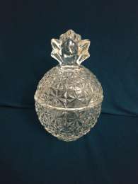 Hand-engraved, clear crystal wine sugar, made in Italy, used as decorative art