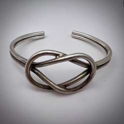 Antique Silver 800 Men's Women's Jewelry Cuff Bangle Bracelet Infinity 26.7gr
