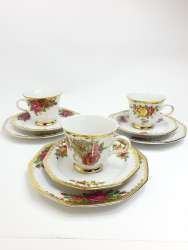 3 high-quality collection Cups porcelain gold rim, Rose, Winterling Marktleuthen