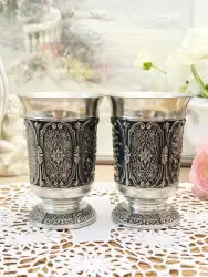 Vintage Two Collectible Pewter Cups High Quality Artistic Casting Germany