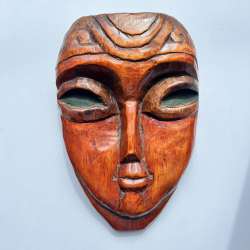 Huge Vintage African Tribal Hand Carved Wall Plaque Mask Wood Collectible UFO