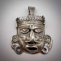 1940 Vintage Big Women's Jewelry Sterling Silver 925 Pendant Mask Marked 6 gr.