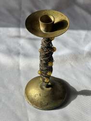 Vintage Brass Twist Candelabra Candlestick Decor Bronze & Iron with beads