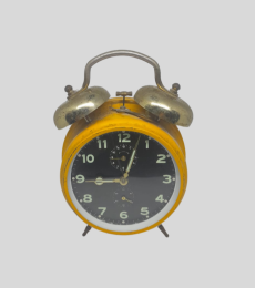 Vintage Clock Alarm Of Metal Made Working Movement Rare Quartz 1970s Mechanical