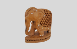 Vintage Pair Elephants Figurine Wooden Handmade Inside Sculpture Unique Decor