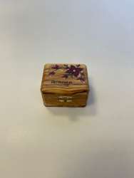 Olive Wood Handmade Small Jewelry Cube Box Bethlehem Written Flower Painted