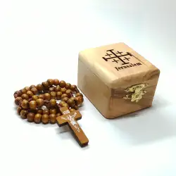 Holy Blessed Olive Wood Rosary Small Box Handmade Genuine Catholic Gift Wooden