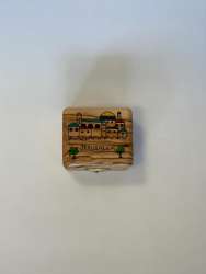 Small Handmade Olive Wood Box Handpainted Jerusalem Trees House 6.5x5.5cm