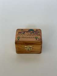 Beautiful Small Box Olive Wood Colorful Handmade Painting Jerusalem Box