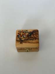 Jerusalem Handpainted Colorful Olive Wood Box 6x5.5cm Small Handmade Box