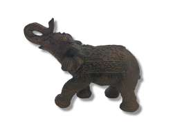 Vintage Bronze Elephant Sculpture Statue Trunk Up Home Decoration 11x4cm