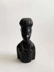 Vintage African Black Head Statue Carved Wood Handmade Ebanos Human Shape Décor