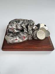 Vintage Collectible Sterling Silver 925 Plated Desk Souvenir Dog & Money Signed
