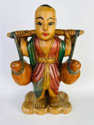Huge Vintage Wooden Hand Carved Figure Statue Asian Japan China Men