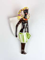 Korosten Ukraine Ceramic Wall Hanging Vase Flower Pot Figurine Girl Gilding
