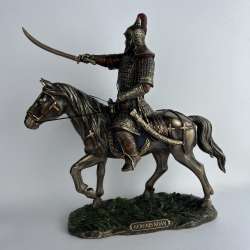 Genghis Khan Huge Statue Figure Polystone Bronze Home Decor Made in Italy 24 cm