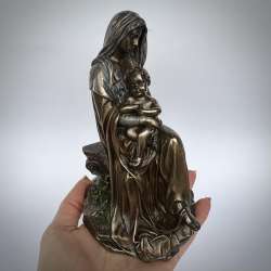 Virgin Mary with Jesus Statue Figure Polystone Bronze Home Decor Italy 18 cm