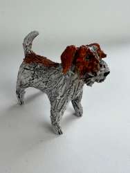 Fox Terrier Dog Art Ceramic Handmade Figure Statue Gift Home Decor Collectible