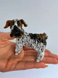 Fox Terrier Dog Art Ceramic Handmade Figure Statue Gift Home Decor Collectible