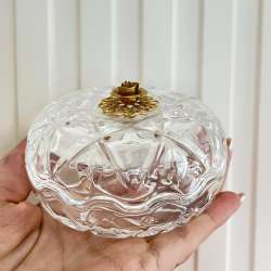 Vintage Crystal Glass Small Vase Trinket Jewelry Box Made in Italy