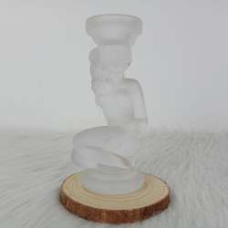 Vintage Heavy Frosted Glass Nude Women 5 in Candlestick Holders#P30