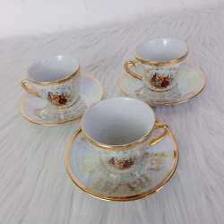 3 Coffee Saucers with Porcelain Cups for Home Decor Japanese Romeo and Juliet #P