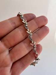 Vintage Sterling Silver 925 Women's Jewelry Chain Zircon Bracelet Signed 10.9 g