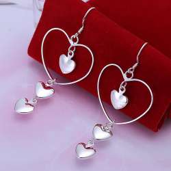 High Quality 925 Sterling Silver Earrings Heart Shape Long Women Jewelry Gifts