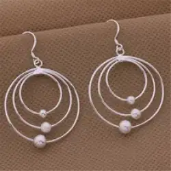 High Quality 925 Sterling Silver Earrings Women Jewelry Three Circle Beads Gifts