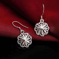High Quality 925 Sterling Silver Earrings Women Jewelry Flower Shape Long Charm