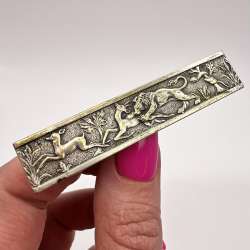 1920 Antique Silver Plated Women's Jewelry Pin Brooch Engraving Made in Italy