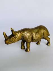 Heavy Vintage Bronze Brass Figure Statue Animal  Rhinoceros